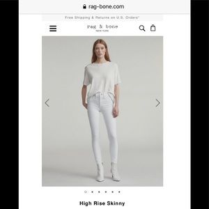 Rag & Bone White High Rise Skinny Jeans
